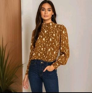 Elegant Brown Cute Flowy Women's Top Luxe Small Philosophy Classy